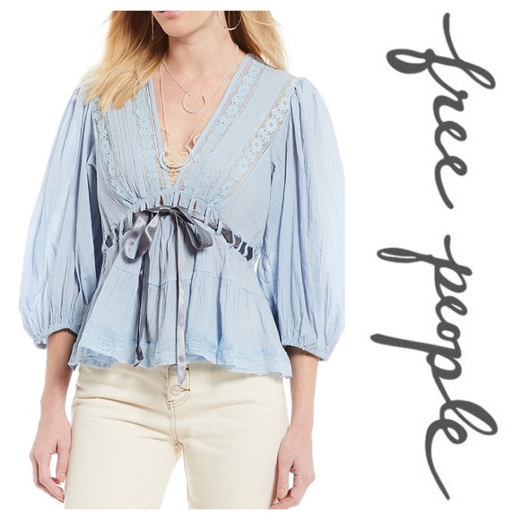 New Free People Favorite Romance Tunic Color Sky - Picture 3 of 7
